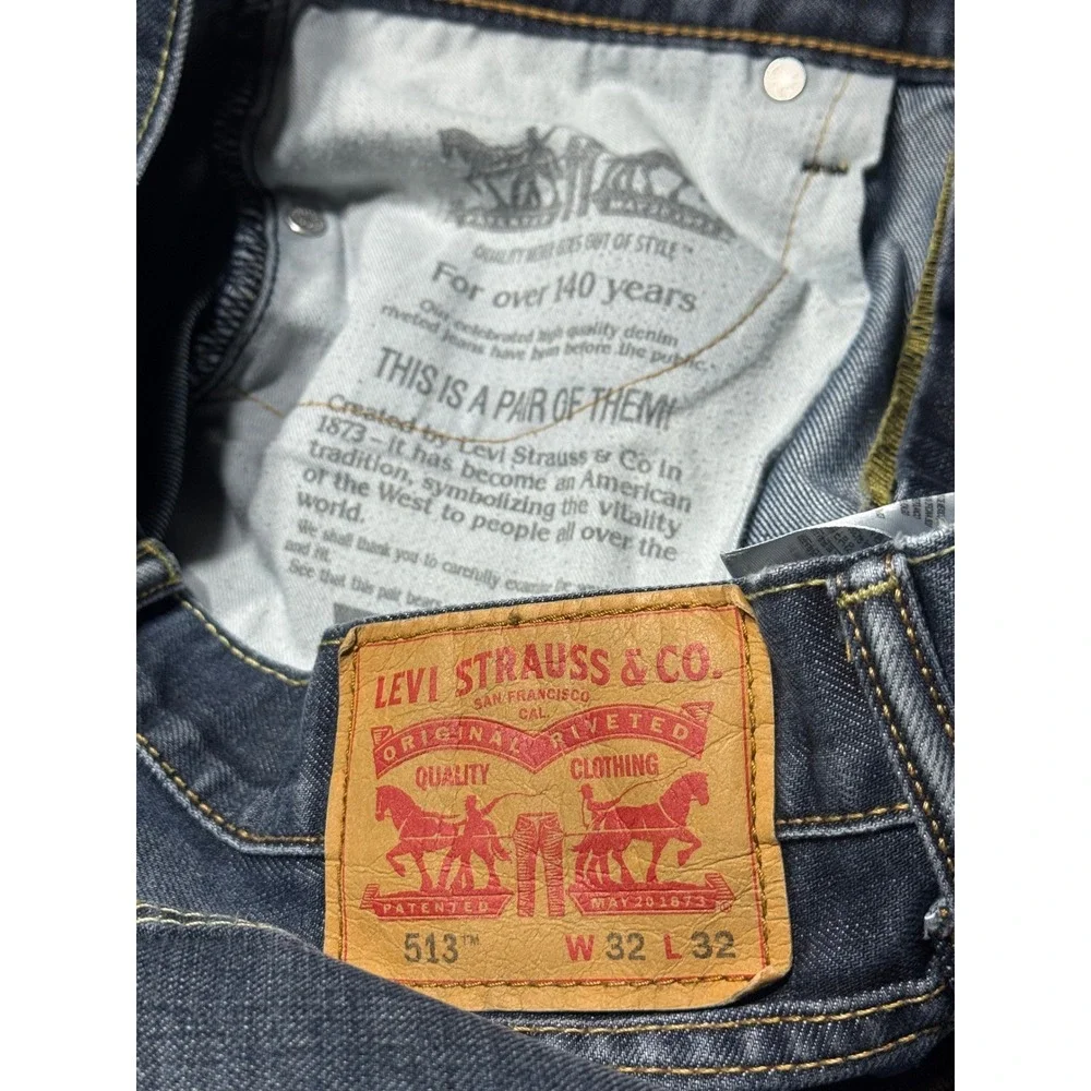 Levi's 513 Slim Straight Jeans Mens 32x31 Stretch Blue Denim Mid Wash
